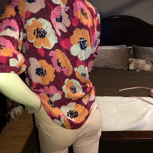 Stylus small multi color cotton blouse 3/4 sleeve - Picture 3 of 8